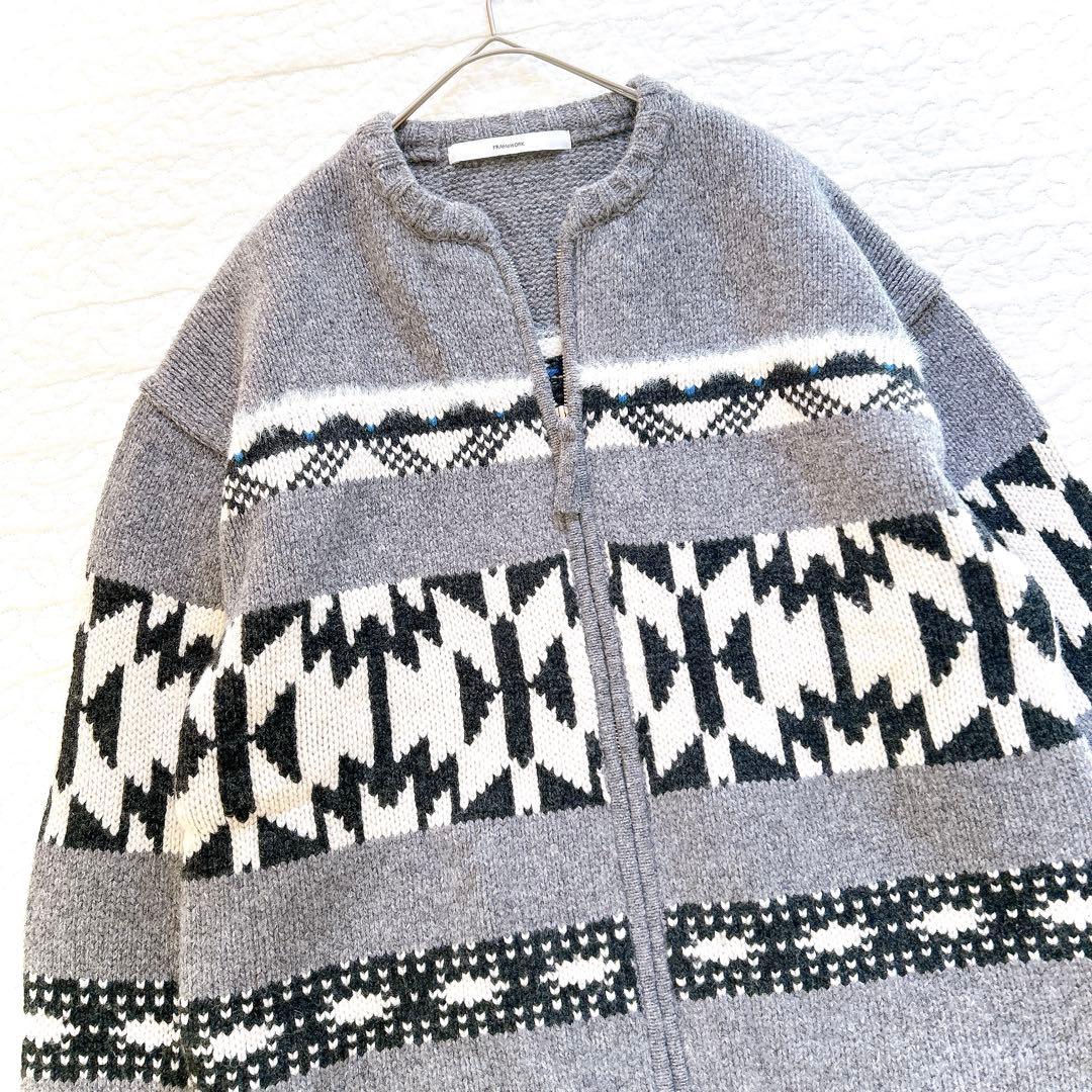 美品✨ フレームワーク ジャガードZIPカーディガン グレー カウチン オルテガ