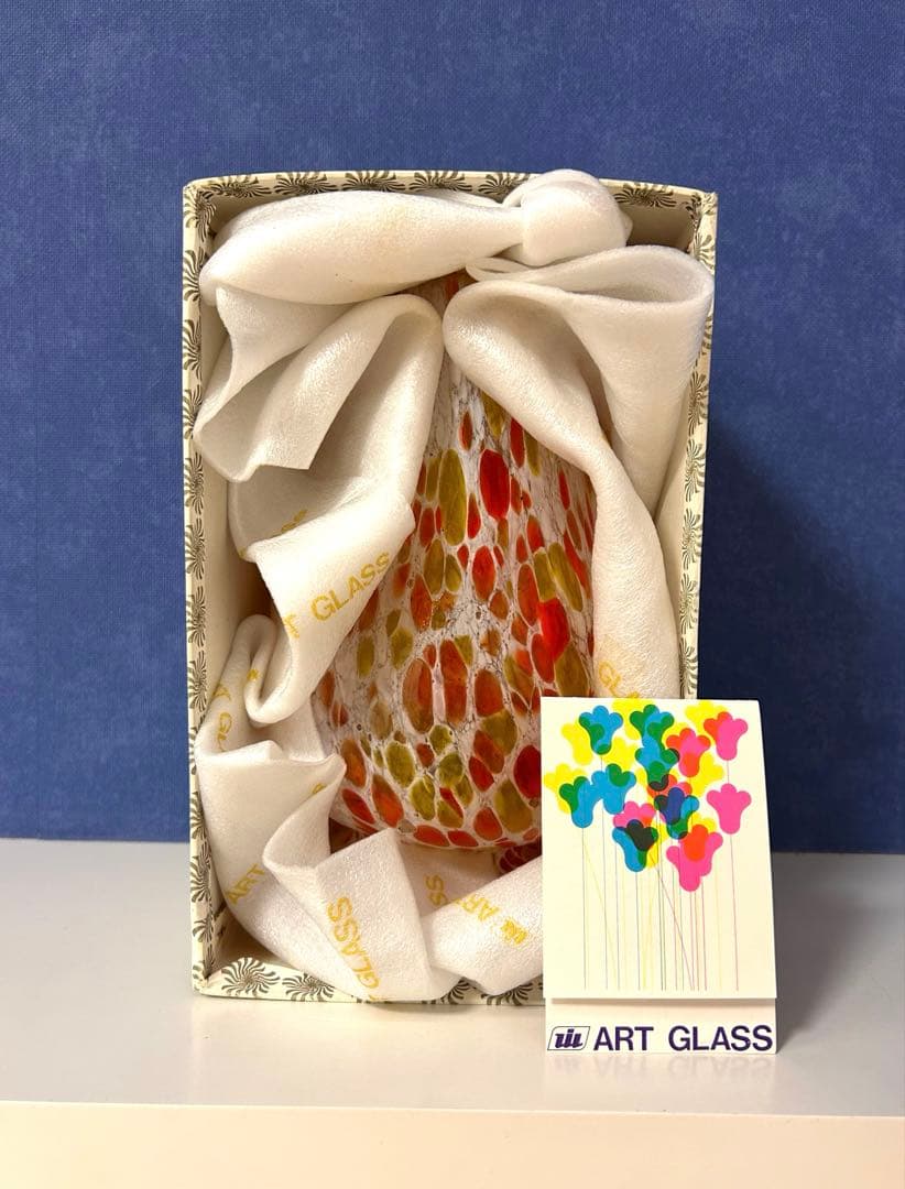 ART GLASS 昭和レトロ ガラス 花瓶☆専用箱入り☆未使用