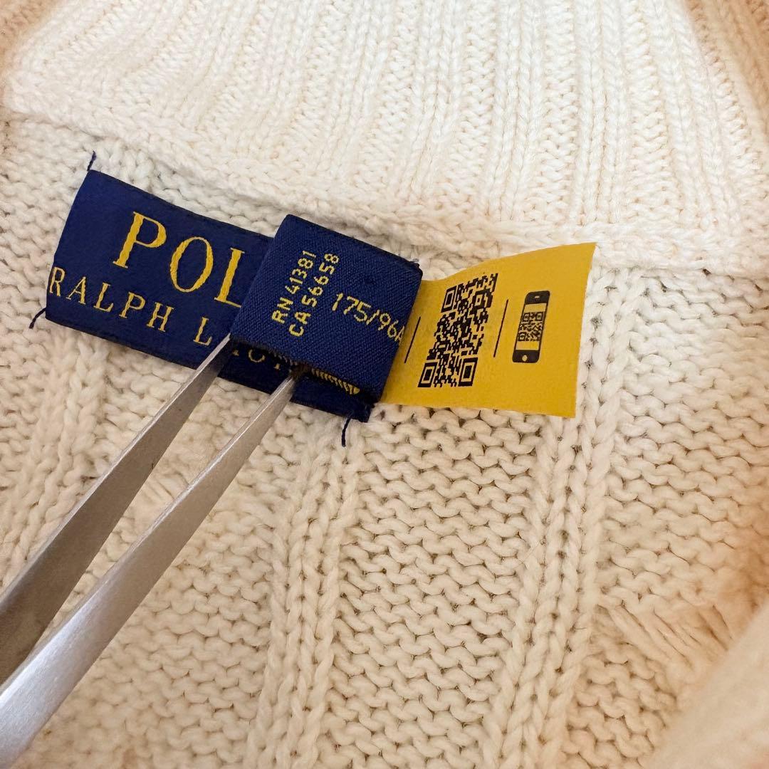 POLO RALPH LAUREN ハーフジップ ケーブルニット コットン M