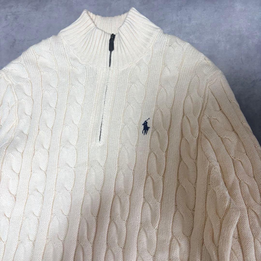 POLO RALPH LAUREN ハーフジップ ケーブルニット コットン M