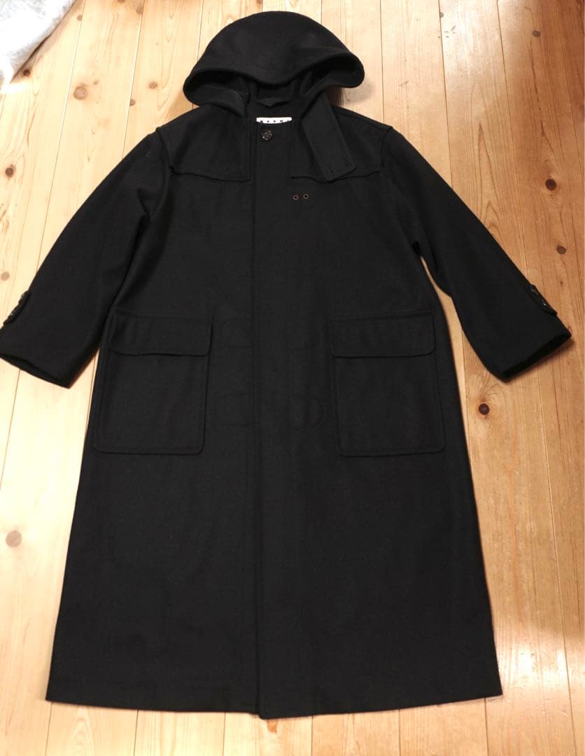 MARNI 美品 黒ロングコート　フード付き