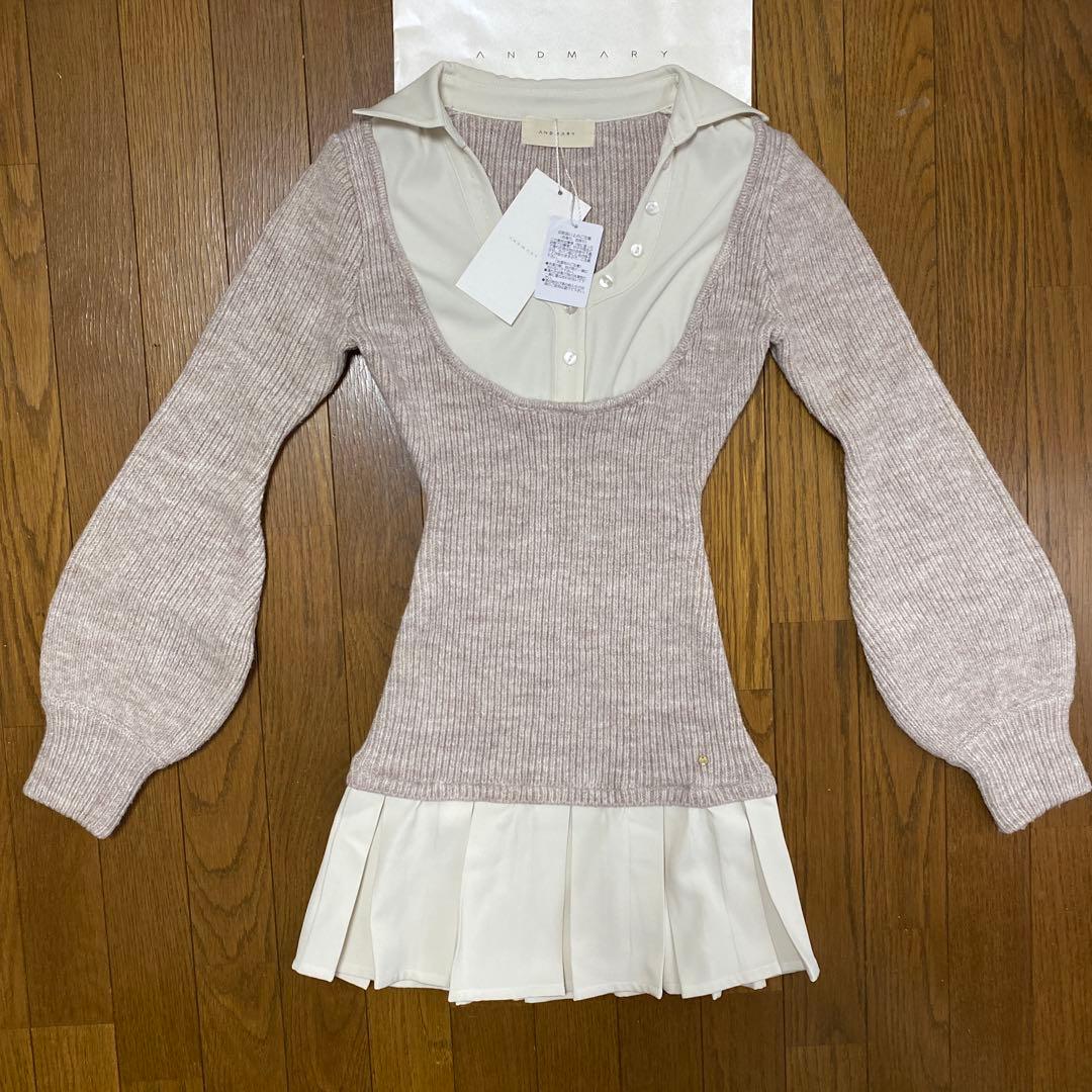 正規品ANDMARY Demi layered mini dress beige