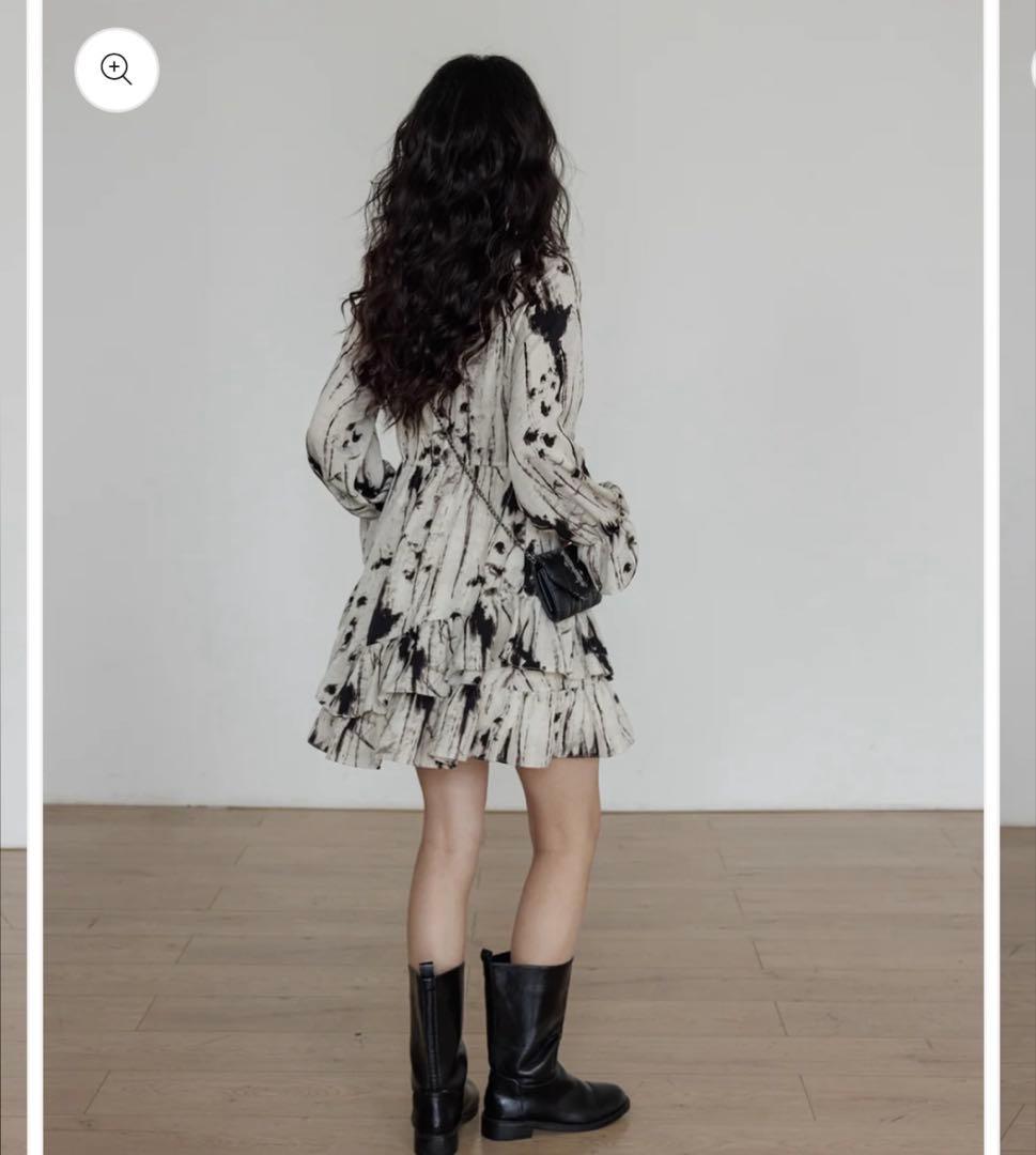 vastand ひざ丈ワンピース ラウンドネック ヴィンテージ ワンピース S