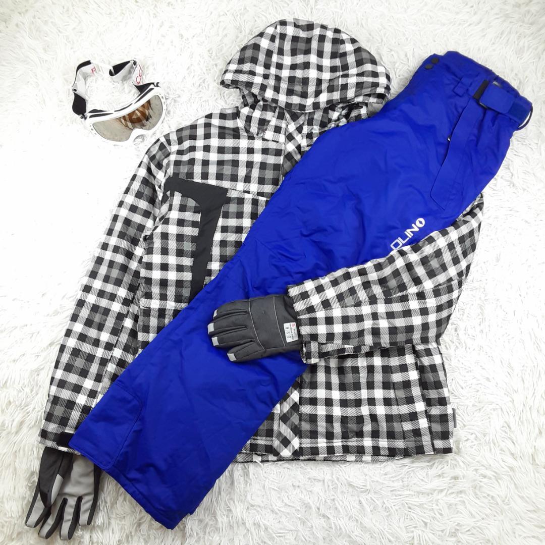 美品◎VAXPOT OLIN スノーウェア上下セット ゴーグル グローブ 黒青