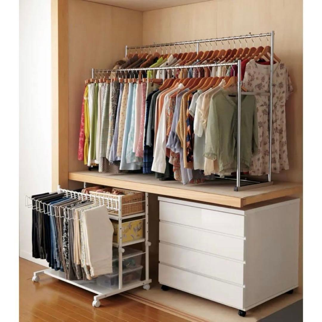 お値下中❗️半額dinosディノス幅と高さが伸縮する 押し入れ頑丈ハンガー 一間用