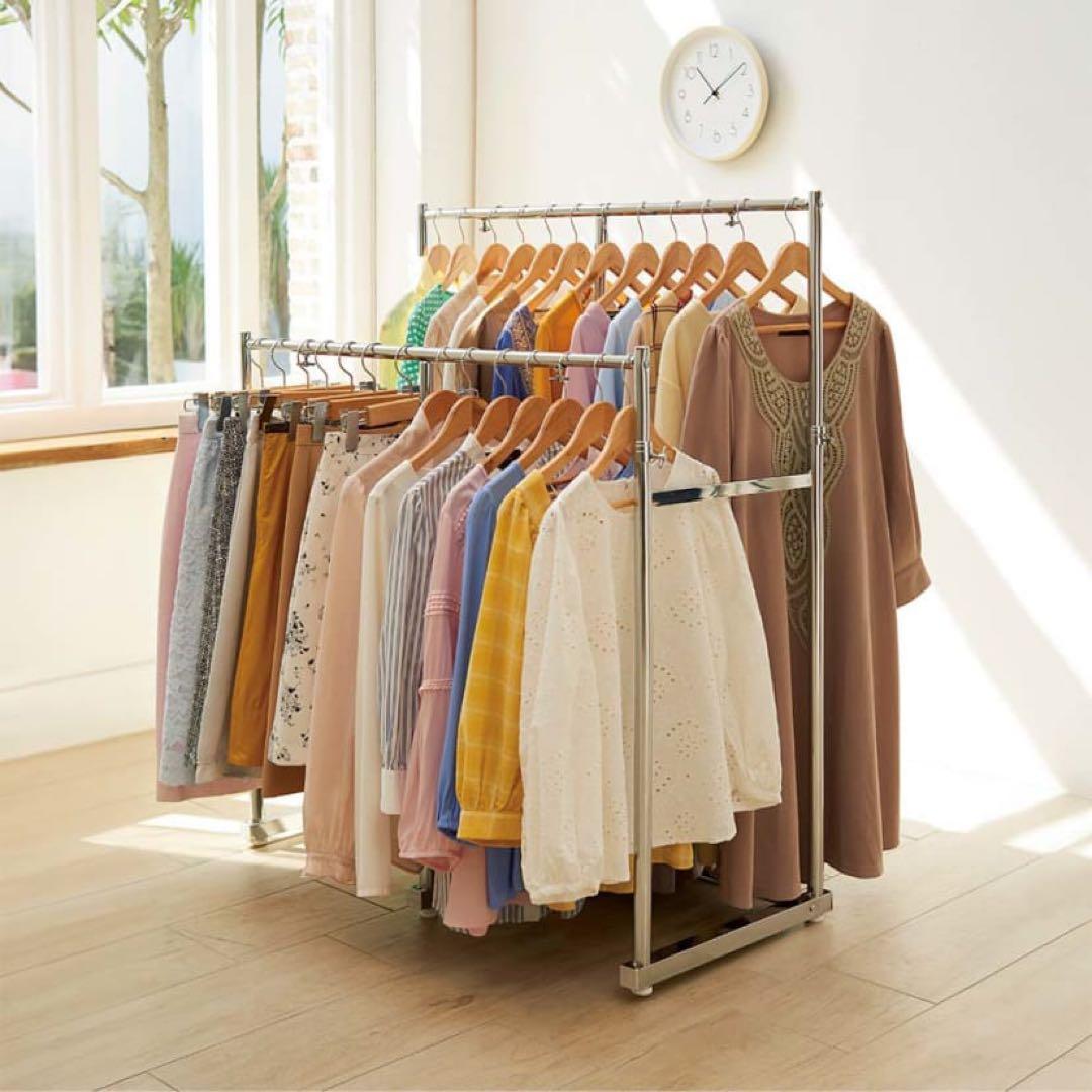 お値下中❗️半額dinosディノス幅と高さが伸縮する 押し入れ頑丈ハンガー 一間用