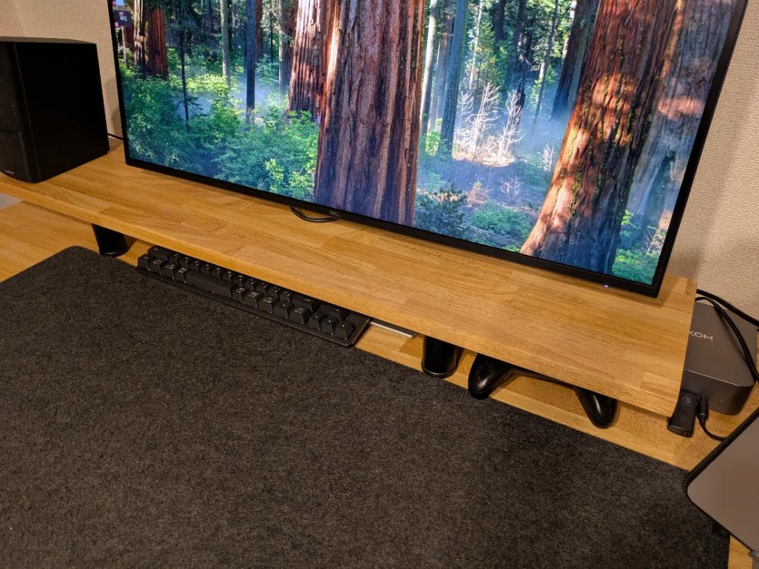 デスクシェルフ モニター台 ゴム集成材 100cm×20cm×約10cm