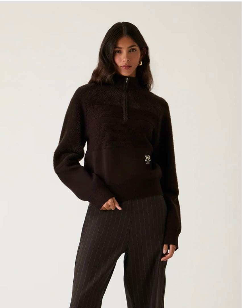 Kith レディース プレスリー ブロックド モヘア ジップ セーター