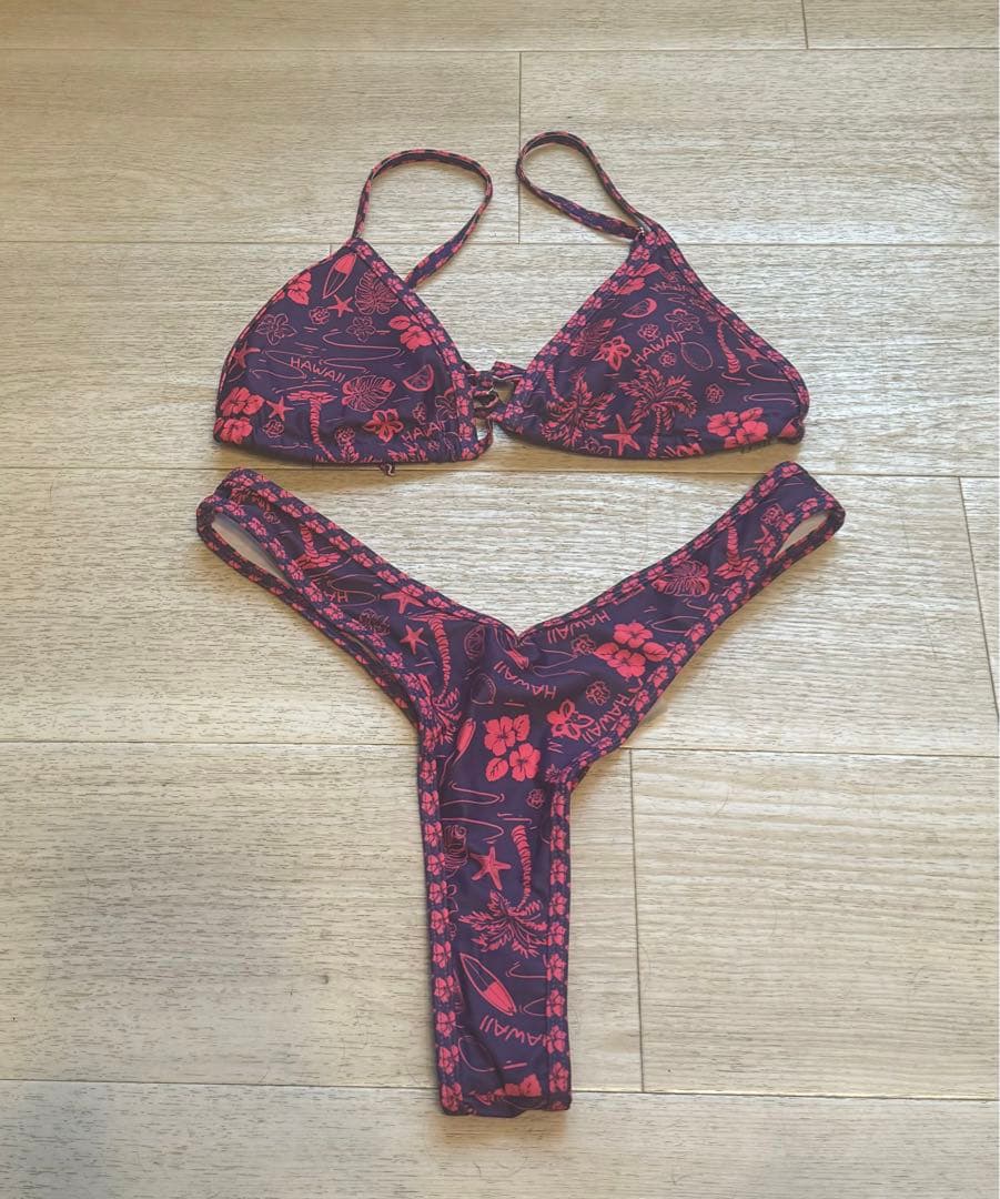 花柄セパレート水着 ビキニ 紫色