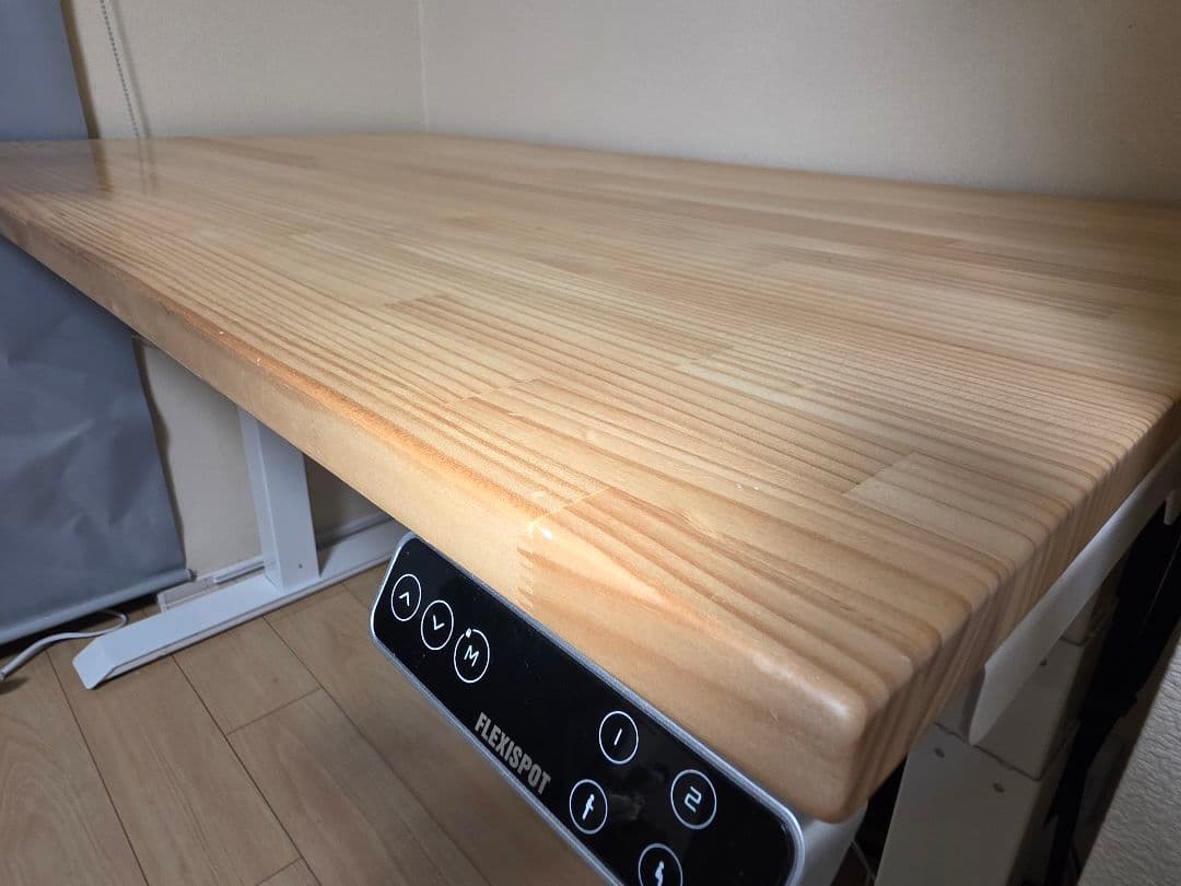 FLEXISPOT E7 ホワイト + KANADEMONO ラバーウッド天板