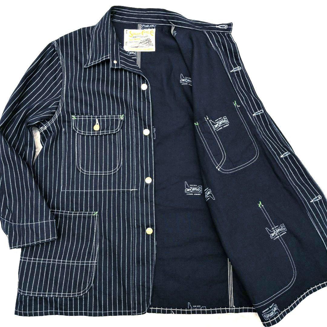【新品同様】シュガーケーン　SC15658　ウォバッシュストライプ　ワークコート