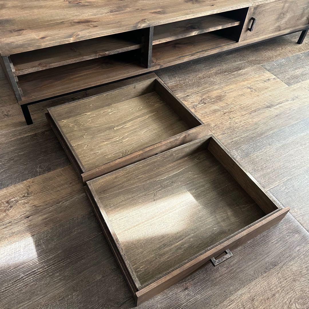 ひ*と様 美品 天然木 オーダー TVボード 幅180cm　古材風