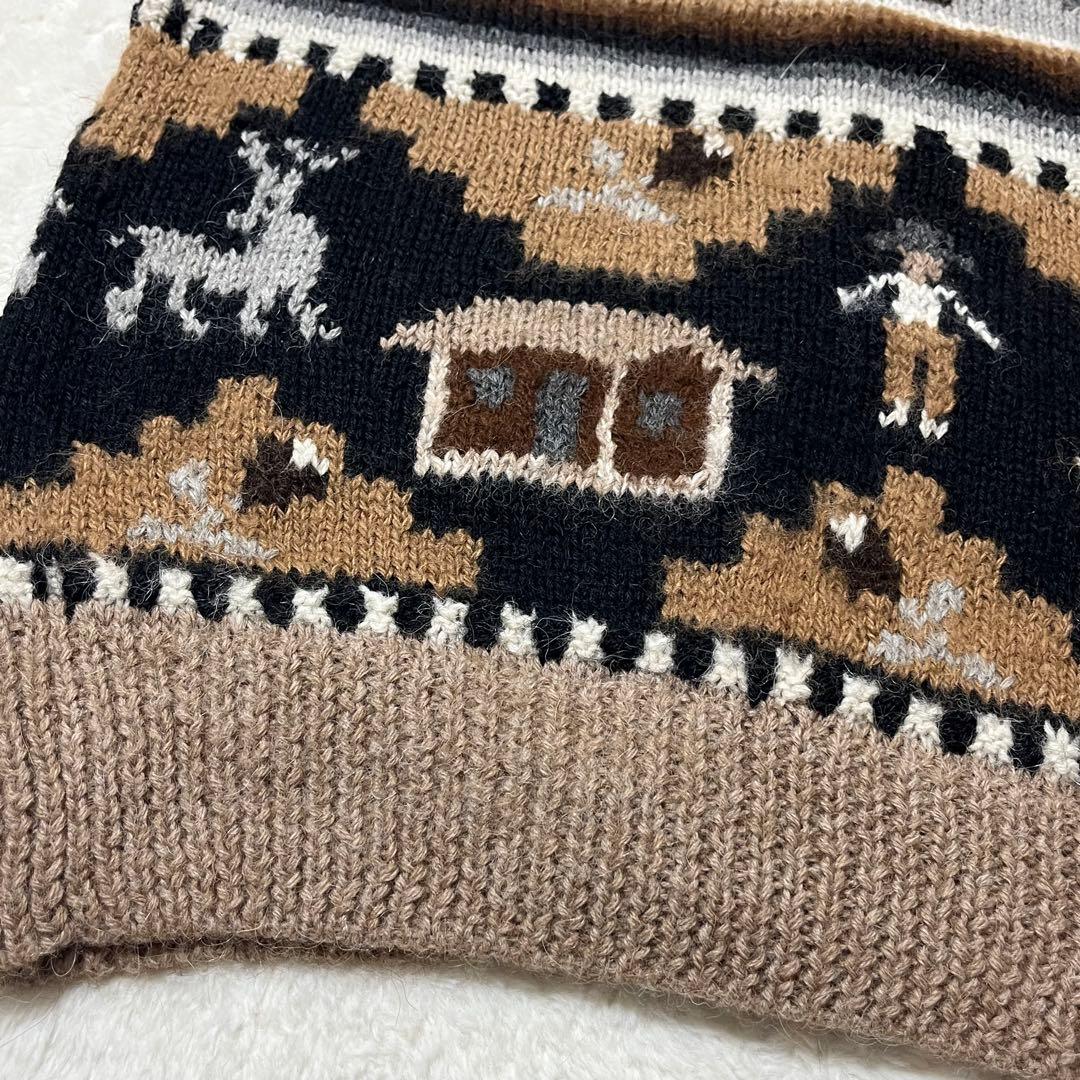 INCATEX アルパカ ニットベスト ペルー製 レトロ 子供柄 柄たくさん