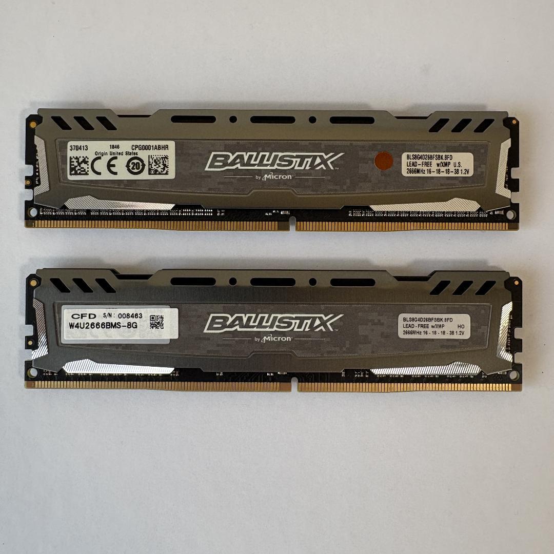Crucial Ballistix DDR4 2666MHz 8GB 2枚セット