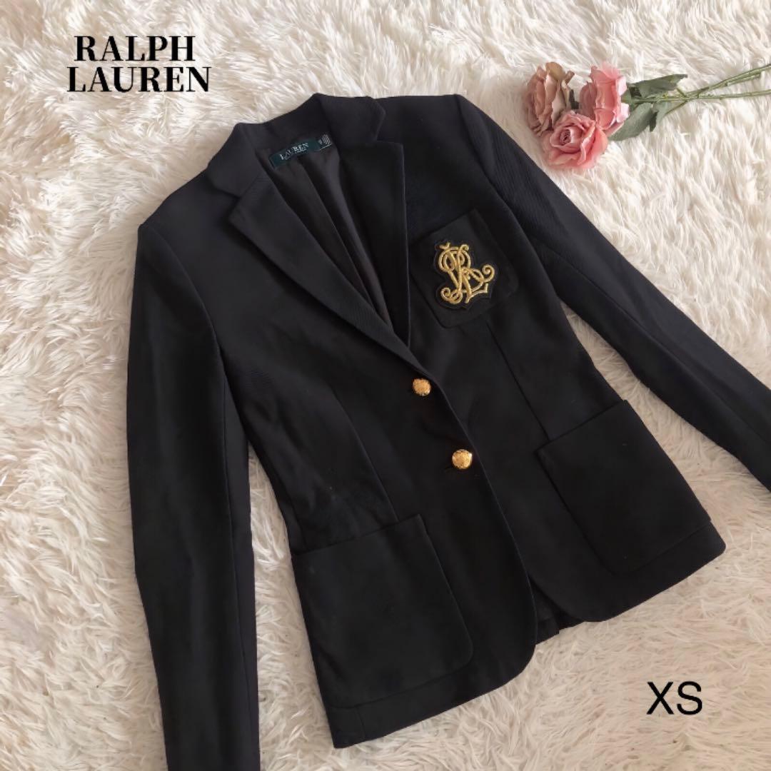 ローレンラルフローレン　ジャケット　エンブレム　金ボタン　ブラック