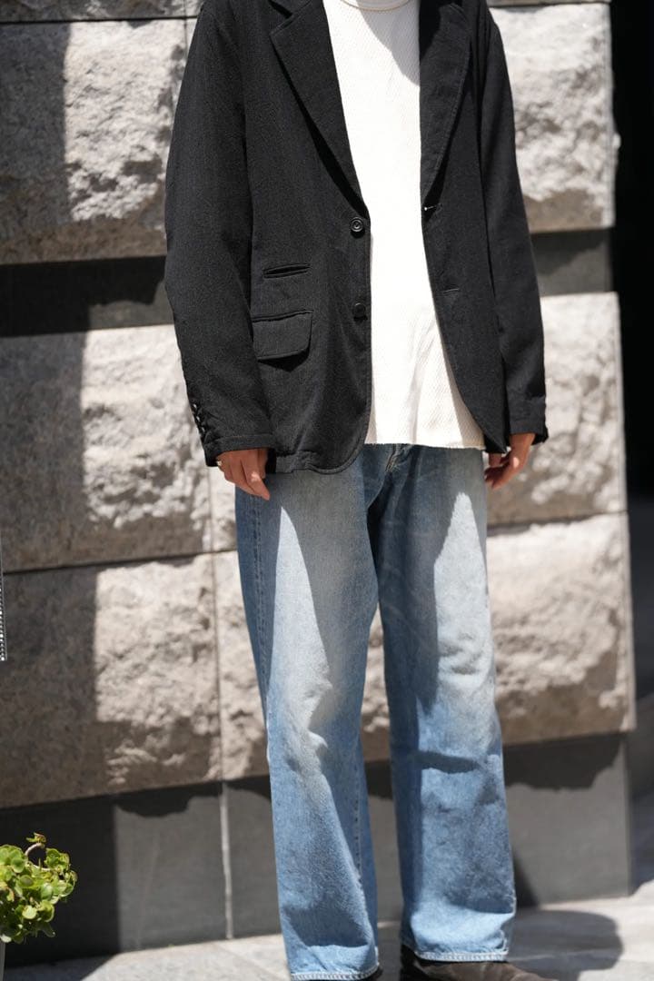 ジャケット・アウター ULTERIOR WASHED WOOL SILK STRIPE 2B JKT