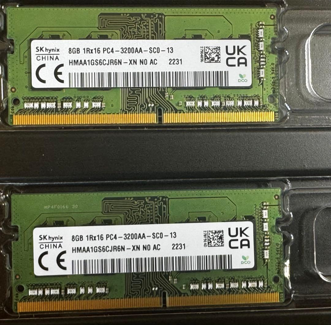 DDR4 16GB (8GB x 2) メモリ 3200 SK hynix製