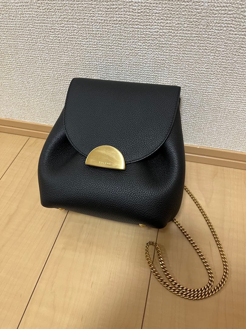 Moko　 ポレーヌ　ブラック オールレザーショルダーバッグ