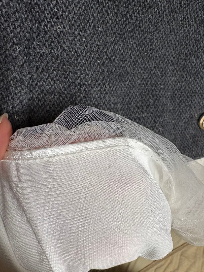 ワンピース Wool herringbone tulle onepiece Mmeeme