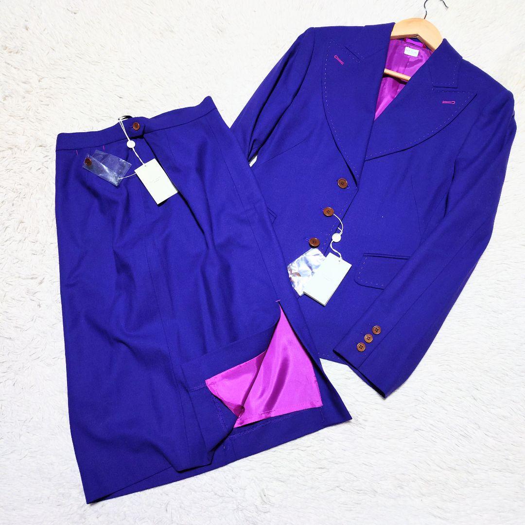 【新品タグ付き】ポールスミス スーツセットアップ パープル スカート ステッチ