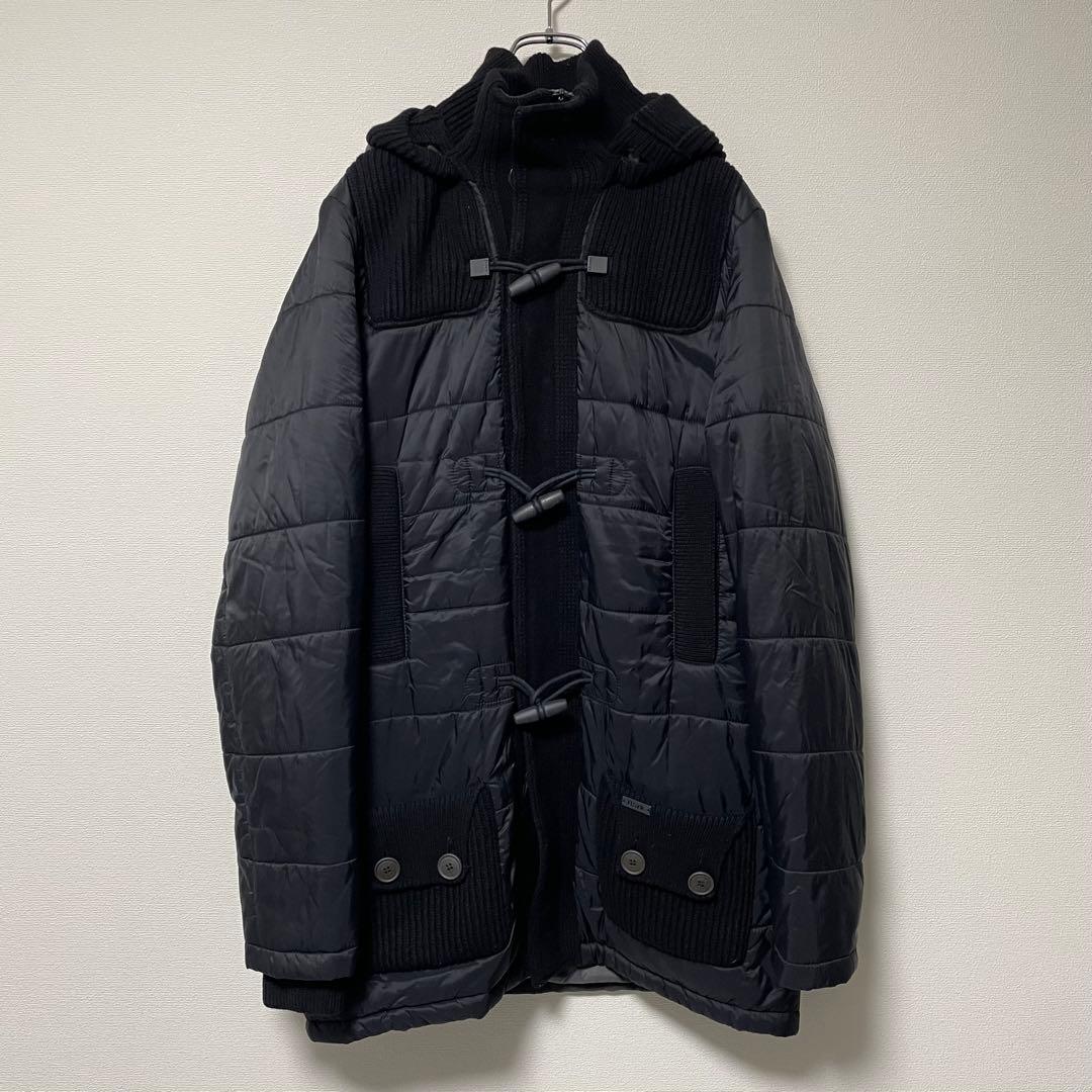 Bark バーク ショートダッフルコート 異素材切替 Thermore ブラック