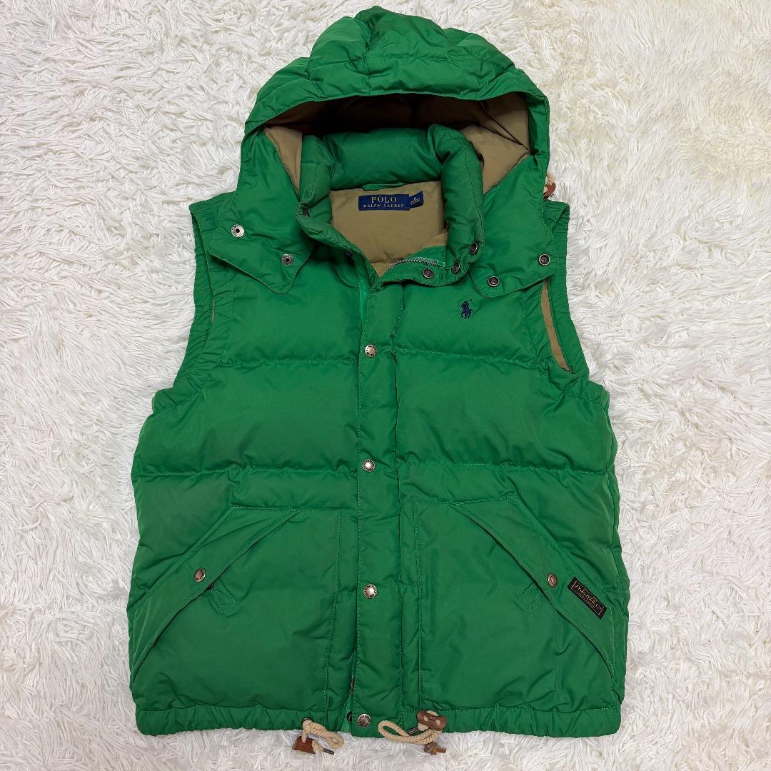 POLO RALPH LAUREN ダウンベスト フード付き グリーン M