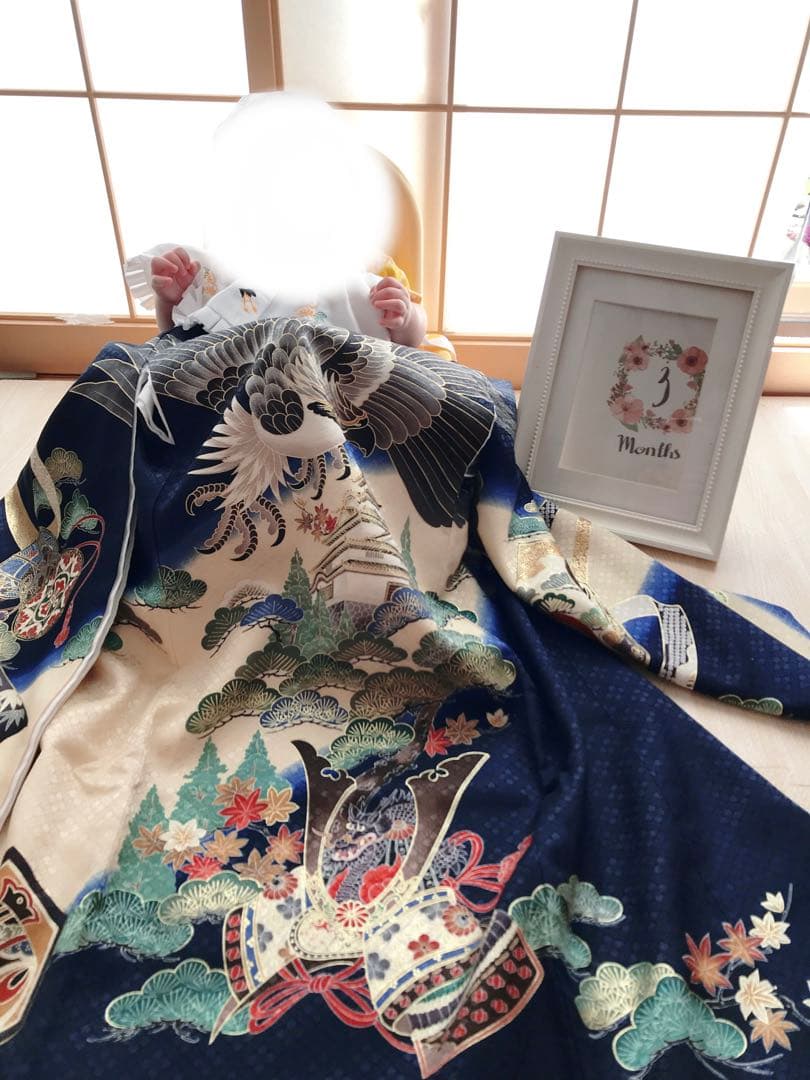 お宮参り　紋付　男の子 羽織　絹　七五三　産着