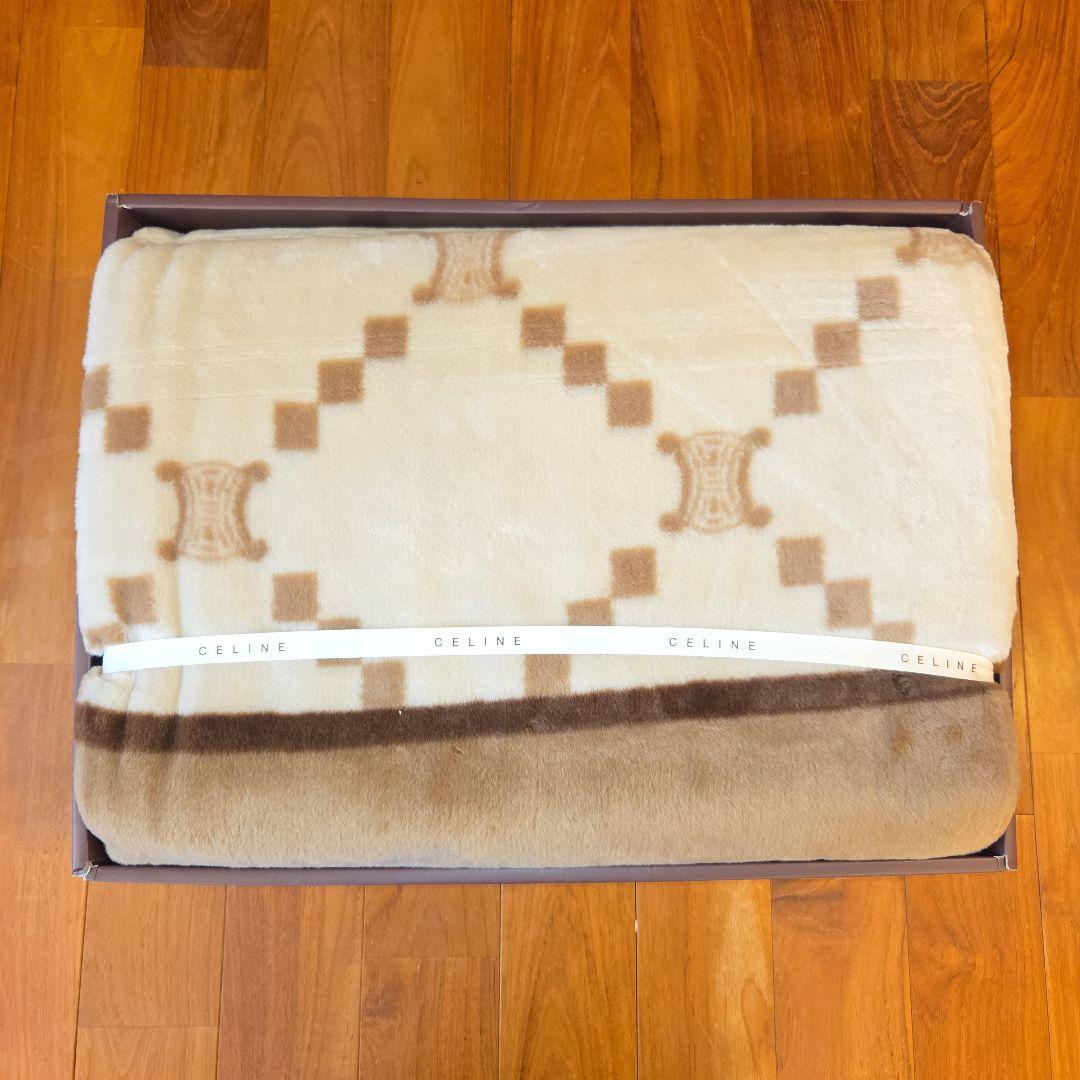 未使用！CELINEセリーヌ マカダム柄 アクリルニューマイヤー毛布 シングル