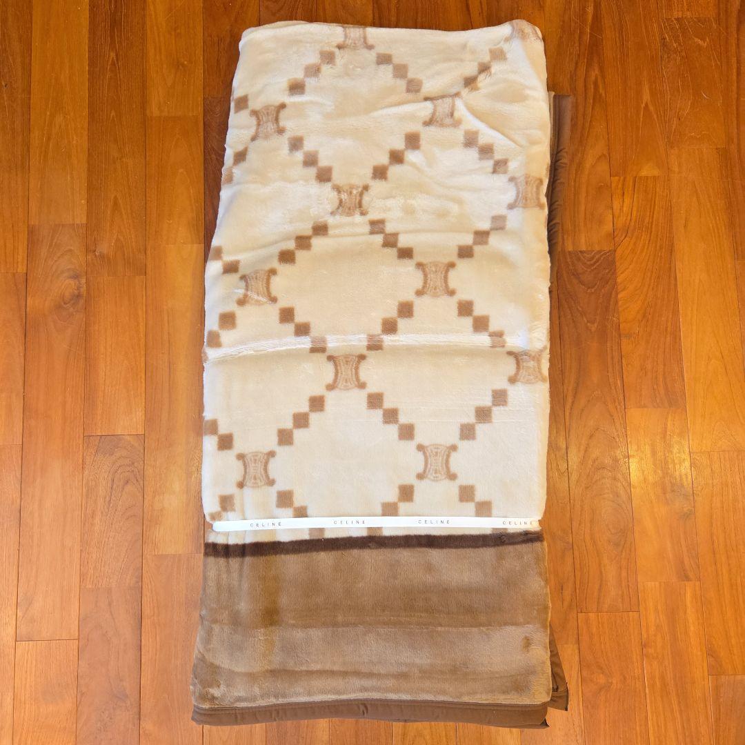 未使用！CELINEセリーヌ マカダム柄 アクリルニューマイヤー毛布 シングル