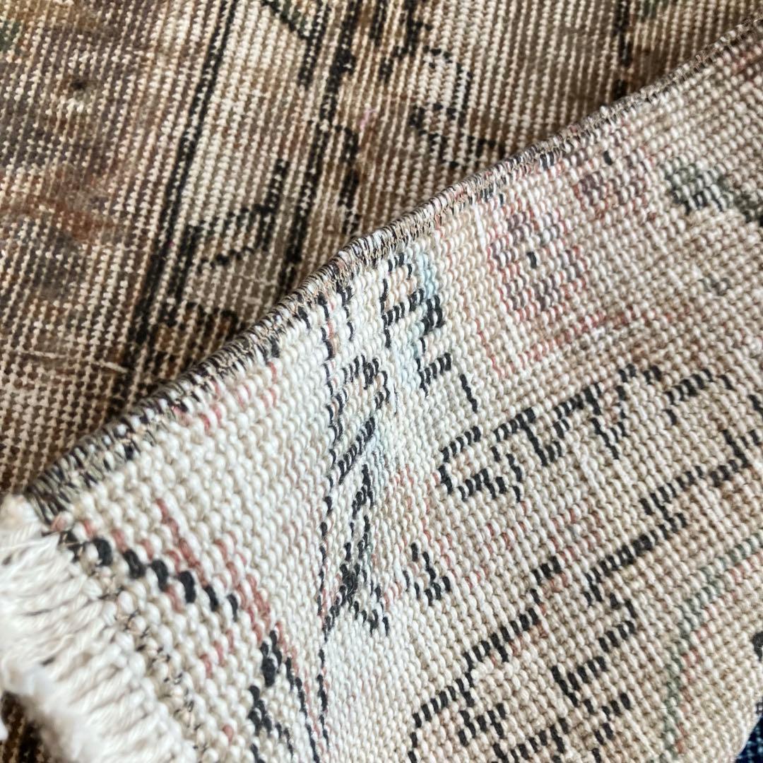 ペールベージュピンク58×189フラワーライン　ランナー　トルコヴィンテージラグ