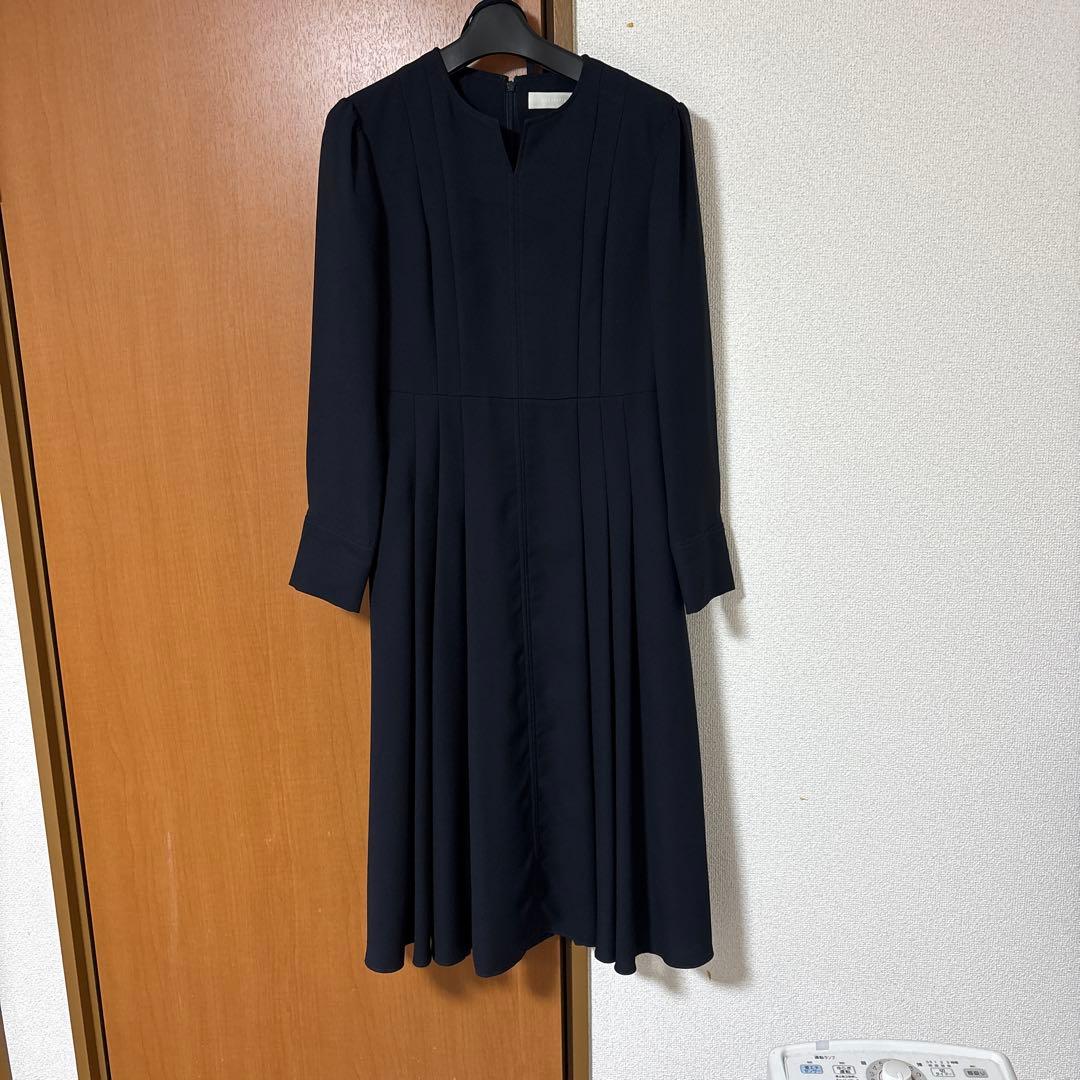 セルフォード 38 ネイビー 長袖 ワンピース ベルト付き