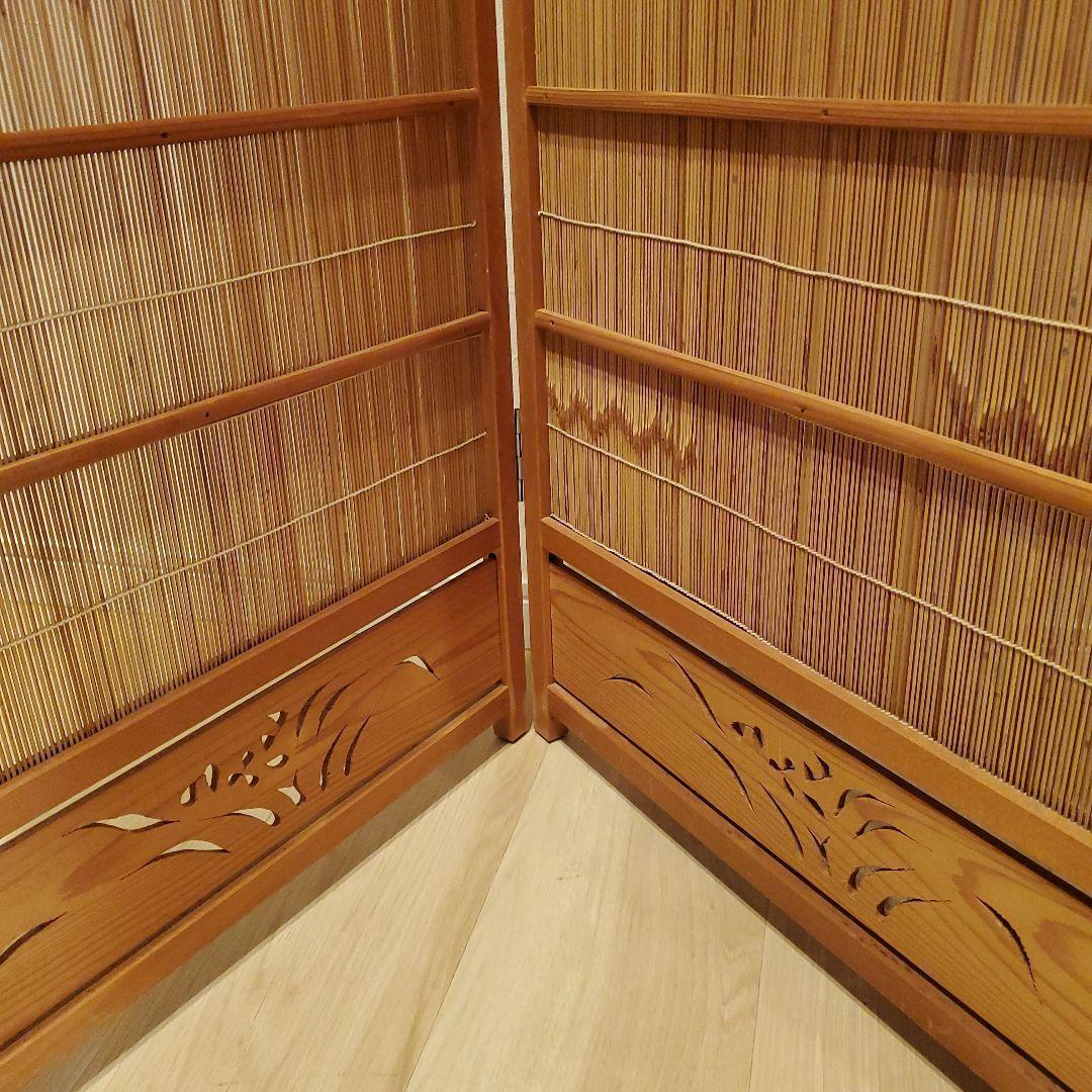 衝立 間仕切り パーテーション 4連 透かし彫り 昭和レトロ アンティーク
