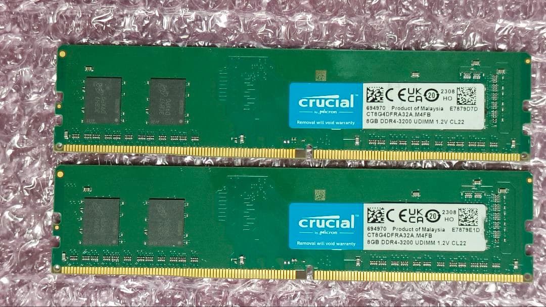 DDR4 8GBx2枚 16GB pc4-3200 動作確認済み ①