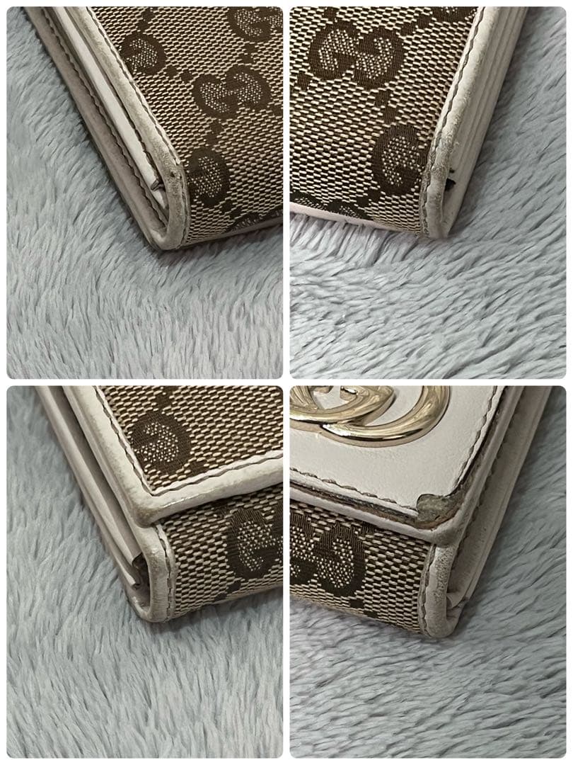 人気✨GUCCI グッチ 二つ折り長財布 GG柄 キャンバス レザー ベージュ系