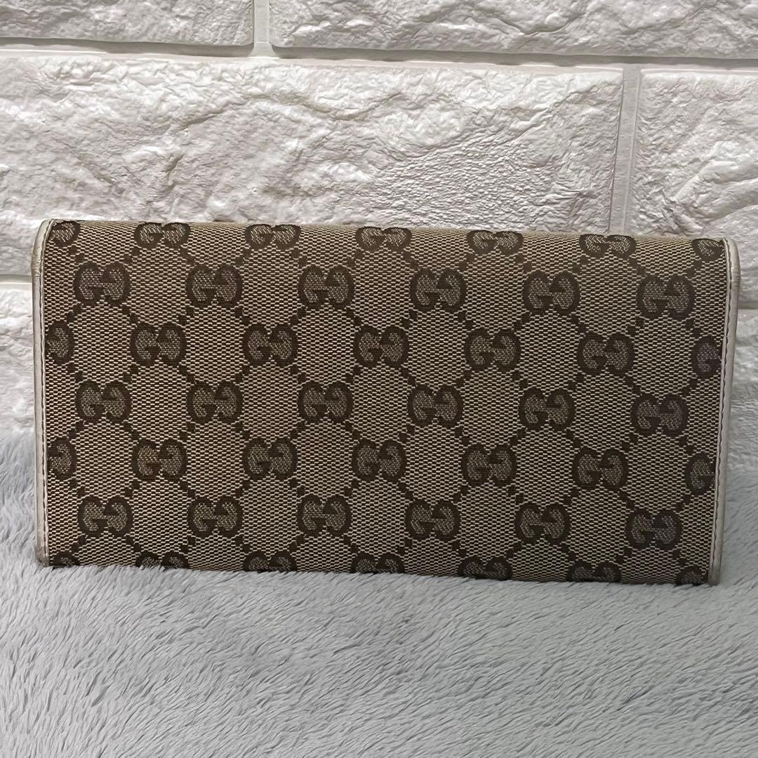 人気✨GUCCI グッチ 二つ折り長財布 GG柄 キャンバス レザー ベージュ系