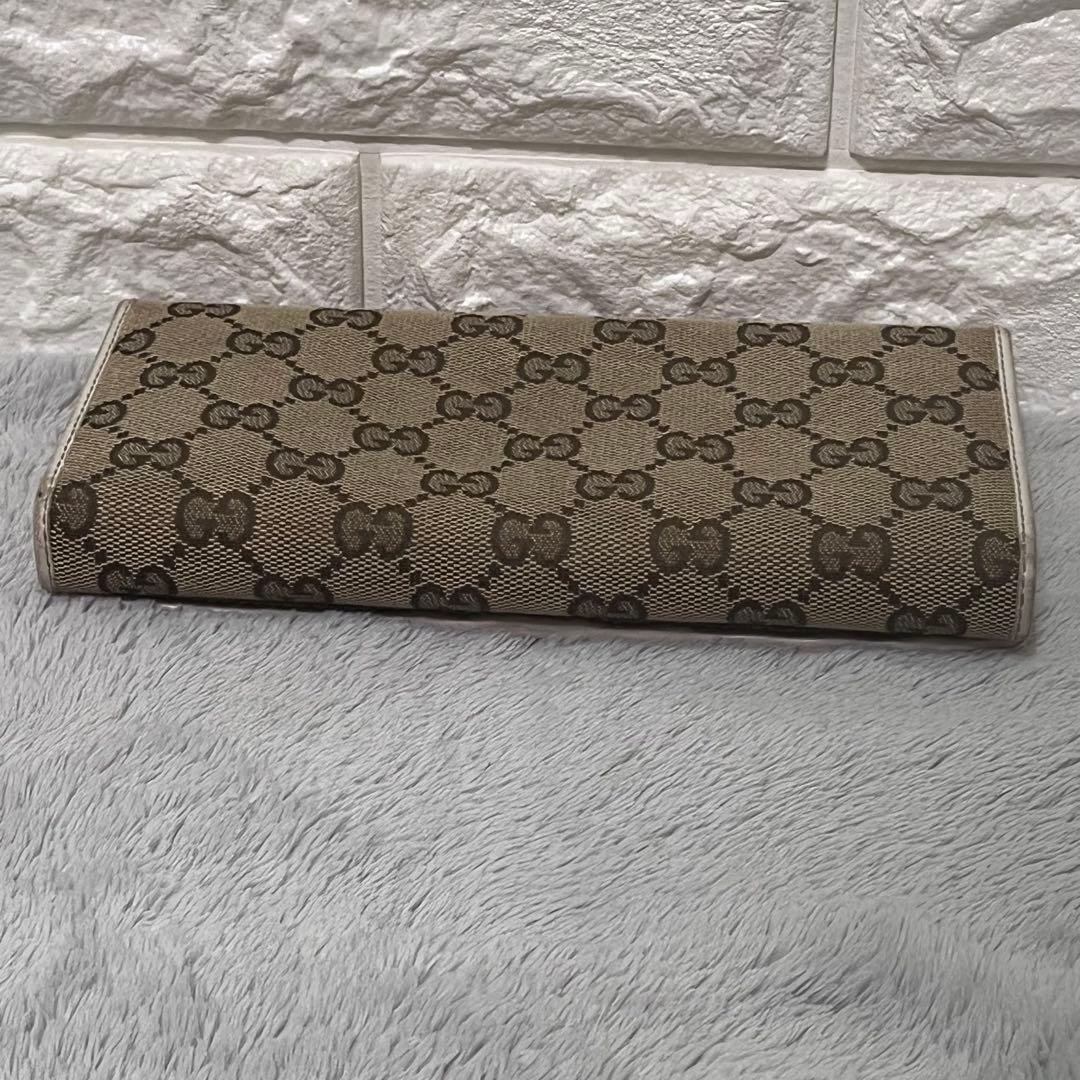 人気✨GUCCI グッチ 二つ折り長財布 GG柄 キャンバス レザー ベージュ系