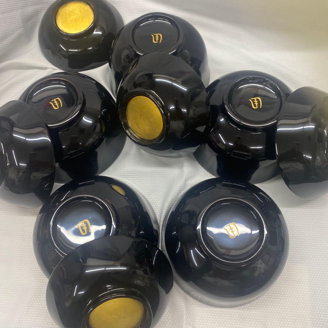 辻嘉一　特選和食器揃　純金箔貼漆器 蓋付き椀 5個セット 黒