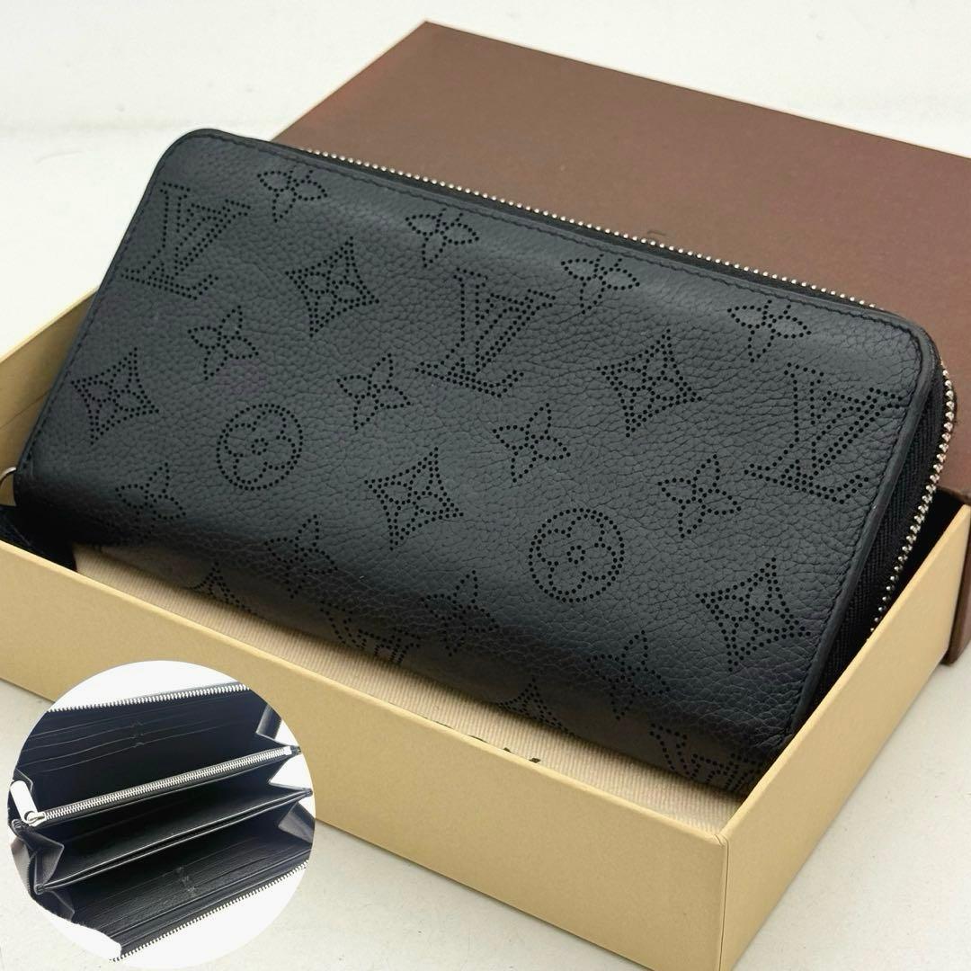 ルイヴィトン モノグラム マヒナ ジッピーウォレット ノワール 黒 長財布