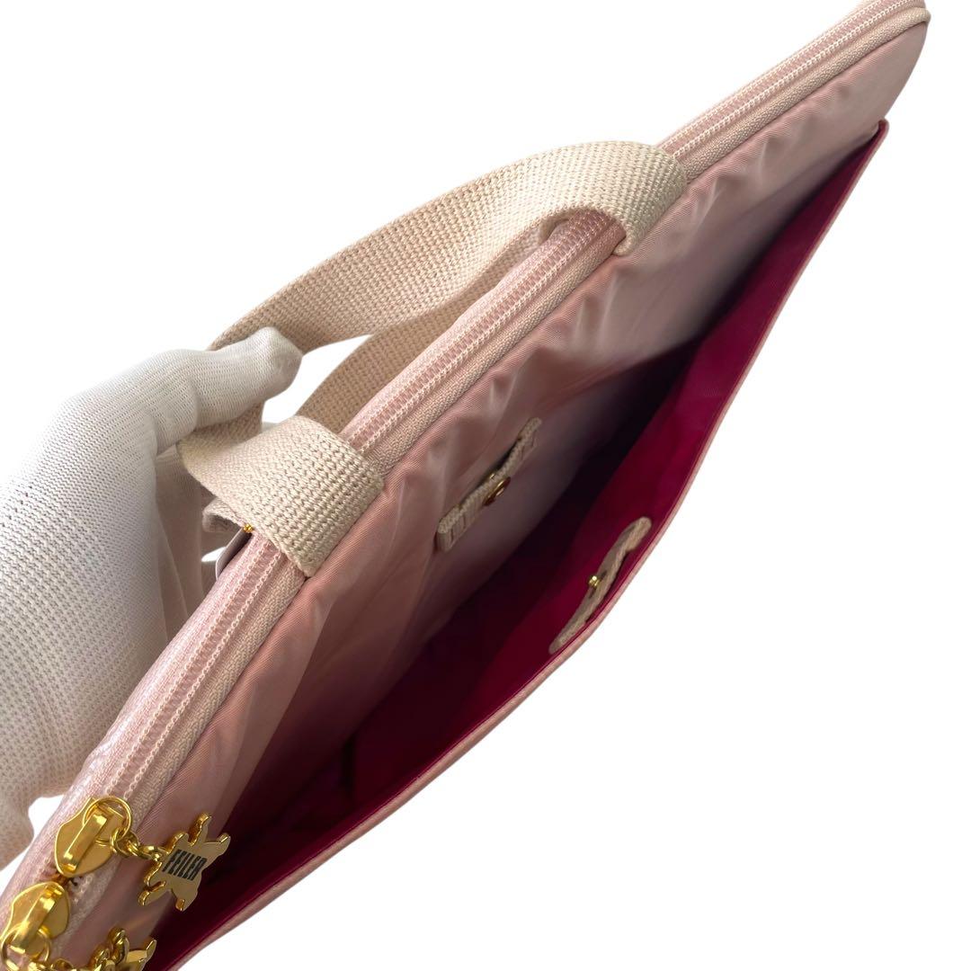 極美品 FEILER フェイラー ハイジ エンボス加工 パソコンケース ピンク