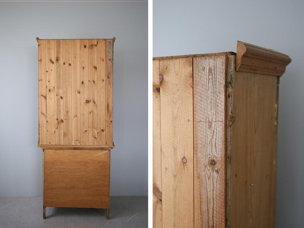 英国アンティーク古木キッチンキャビネット/木製食器棚/本棚/飾り棚(88-178