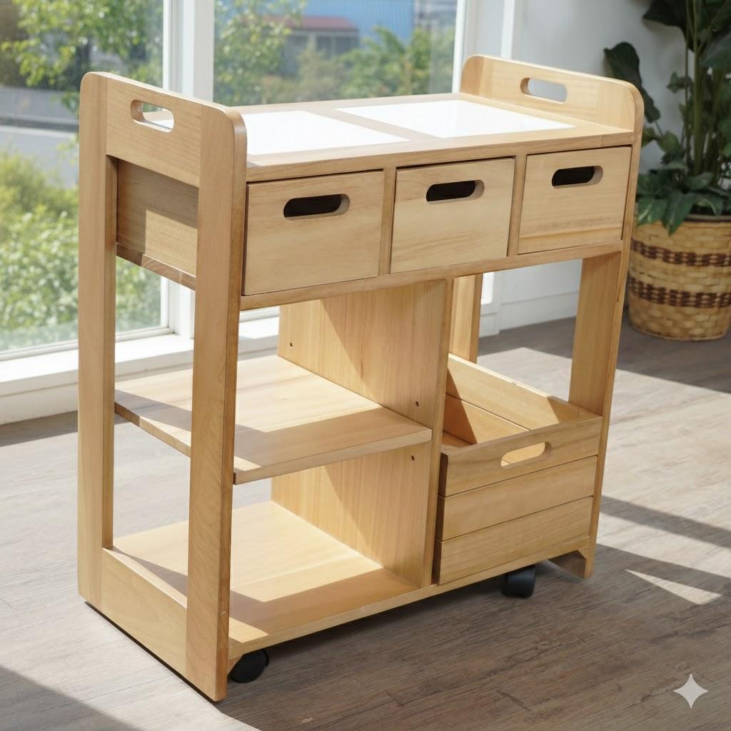 【新品・未使用】 桐製 マルチストッカー キッチンラック 収納　ワゴン