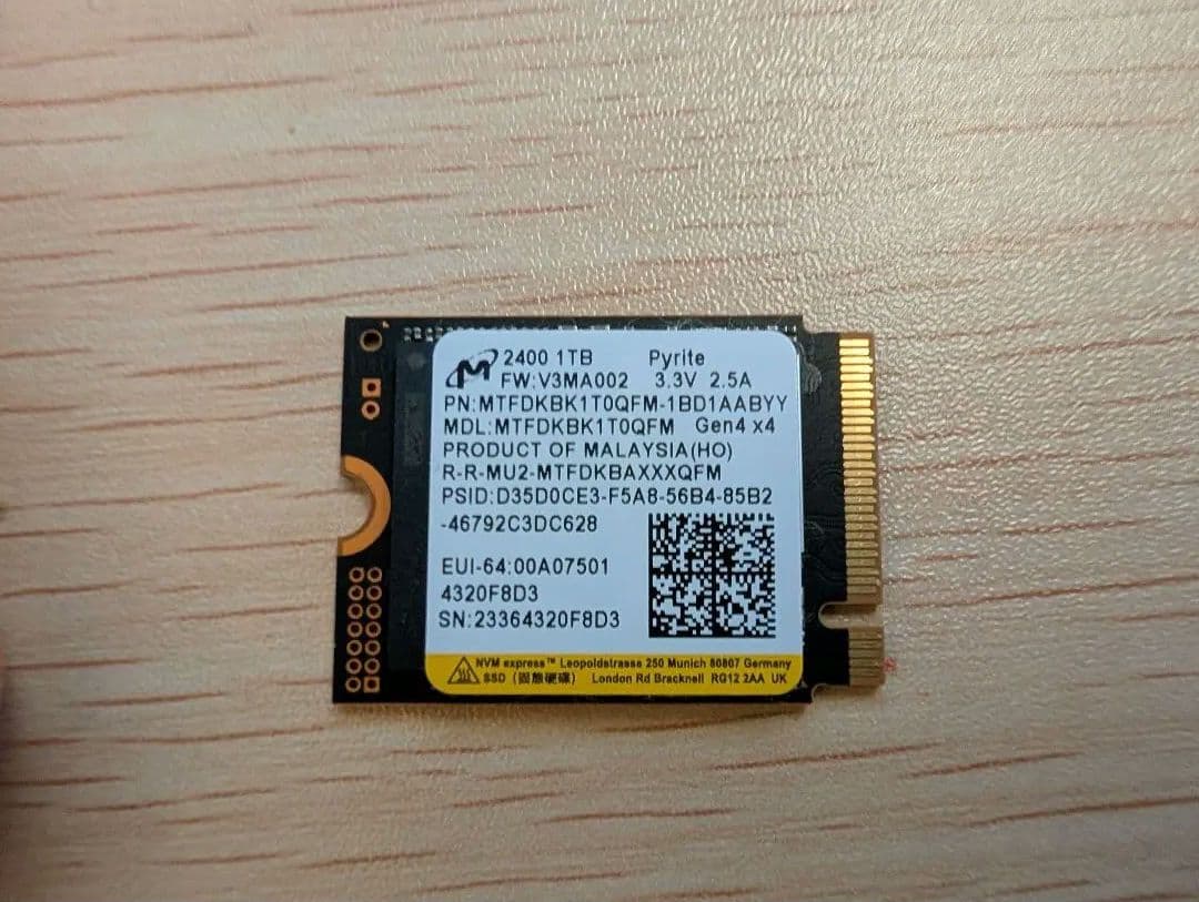 内蔵型SSD M.2 2400 1TB SSD Gen 4