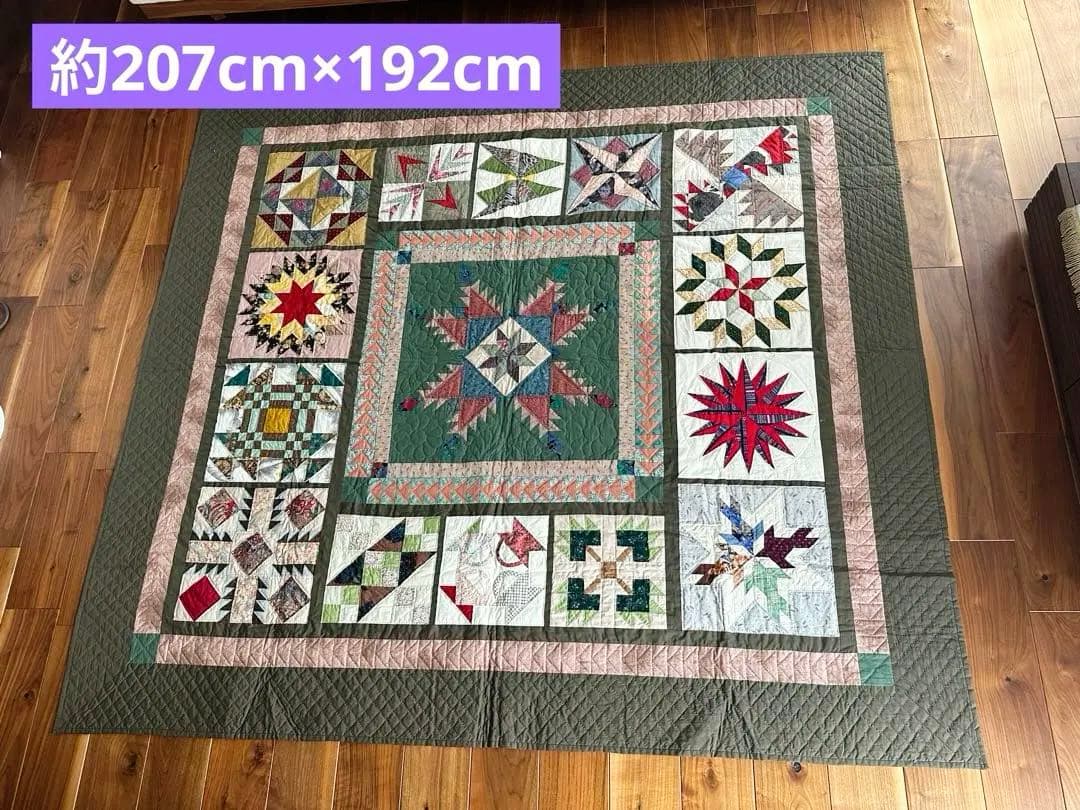 ハンドメイドパッチワーク　ベットカバー　タペストリー