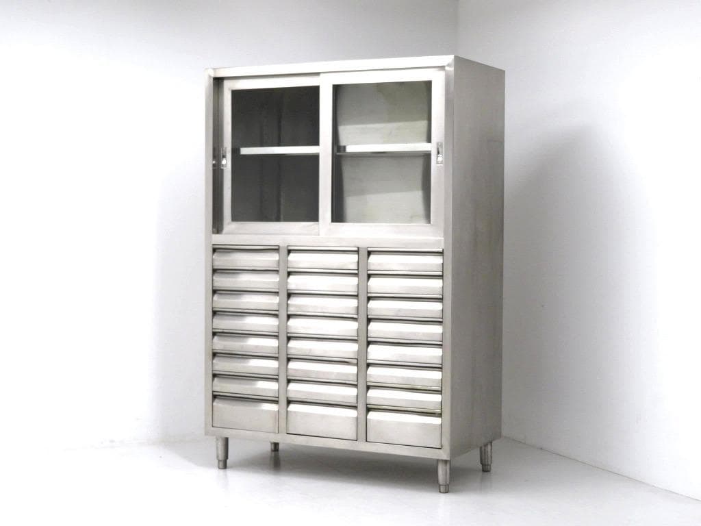 ステンレス　モダン　収納　キャビネット　ドロアー　工具箱　サイドボード