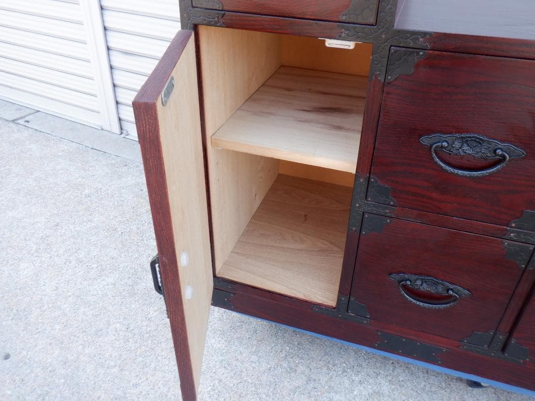 22WA2228 階段箪笥 時代箪笥 飾り棚 収納棚 民芸家具チェスト 小物収納