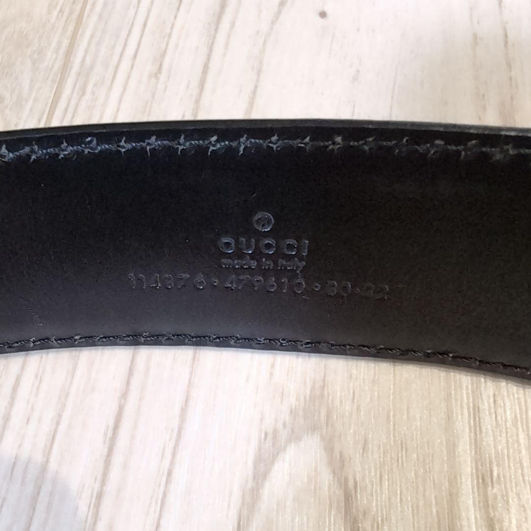 GUCCI ブラックレザー GGロゴ ベルト