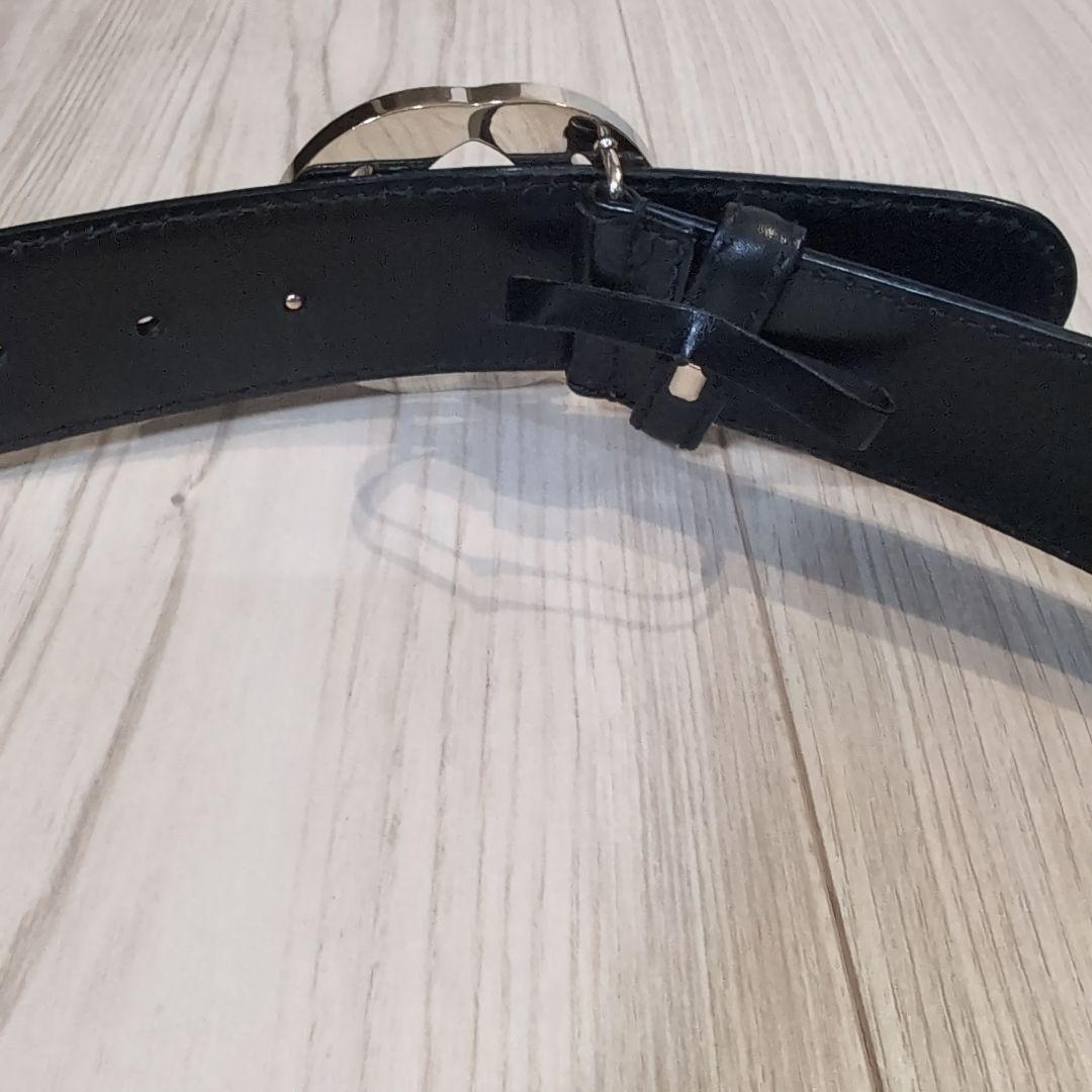 GUCCI ブラックレザー GGロゴ ベルト