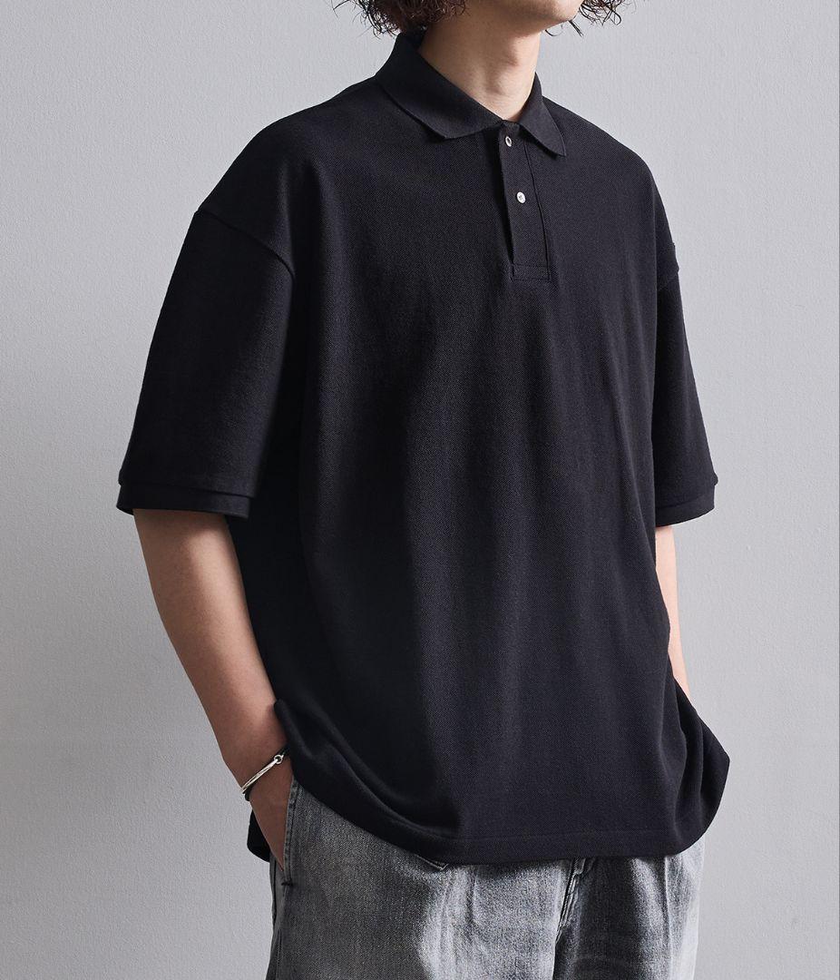 黒 半袖 ポロシャツ ルーズフィット