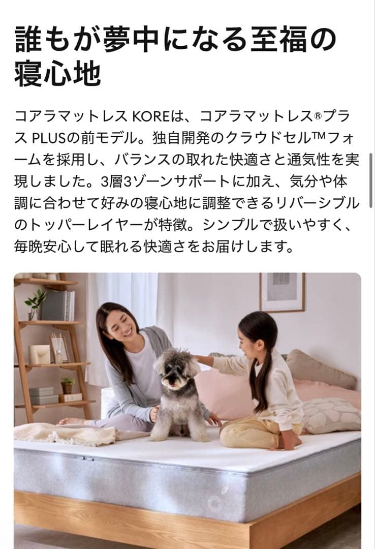 【新品未開封】コアラマットレス KORE セミダブル 定価10万【8/2発送】