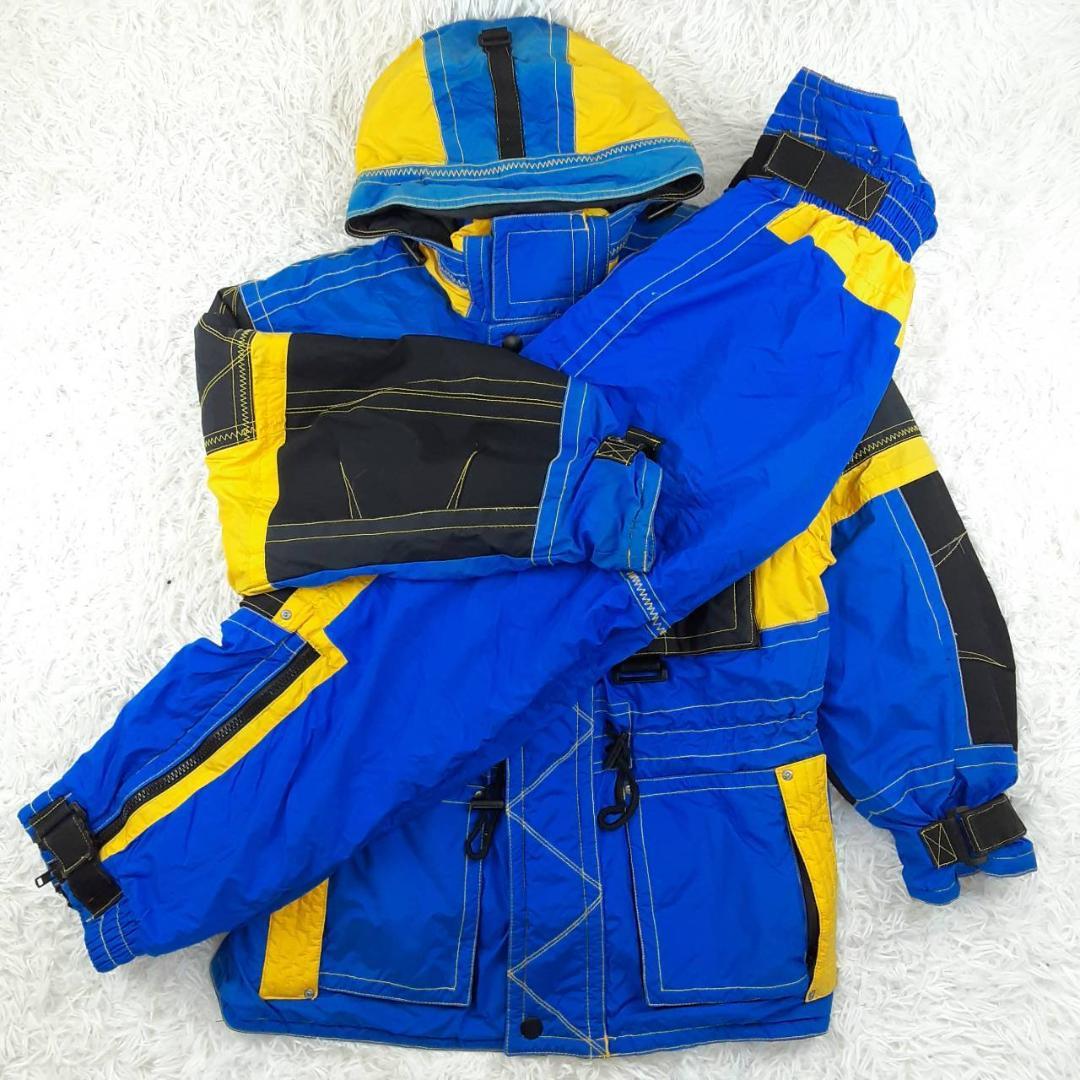 美品◎PARADISE パラダイス スキーウェアセットアップ ブルー 90s